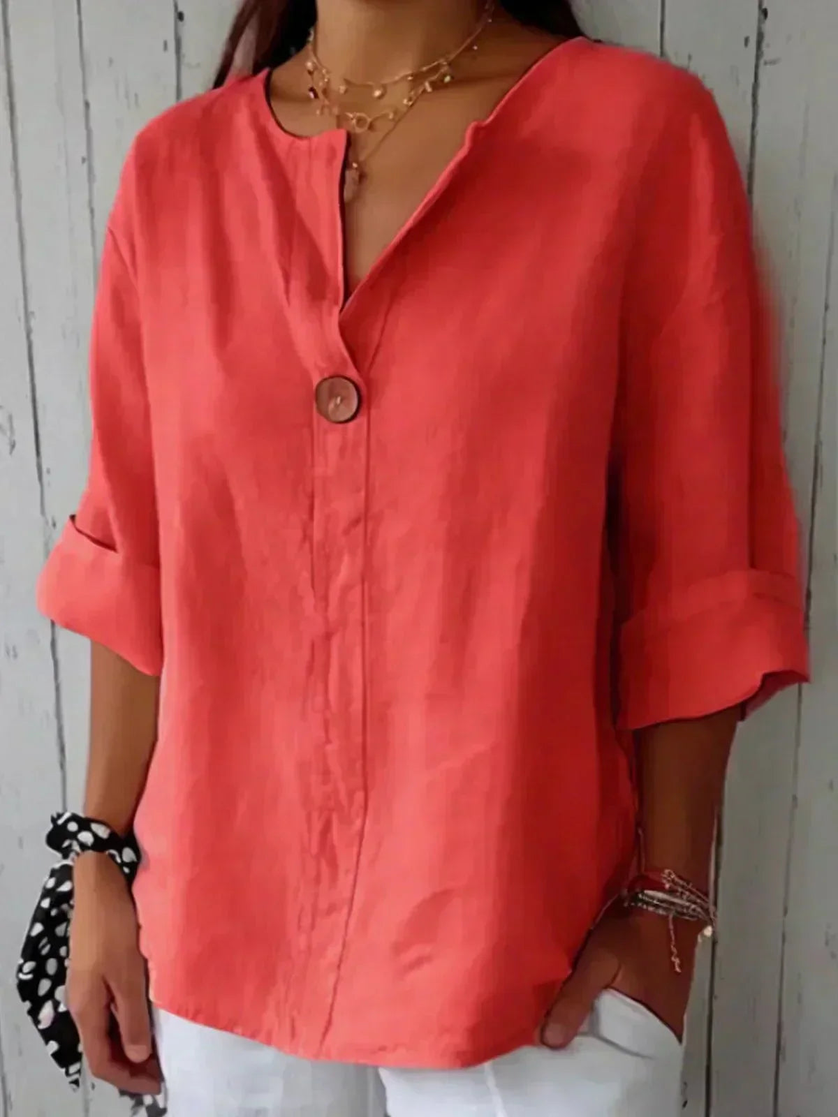 Ada™ | Relaxed V-Neck Linen Top