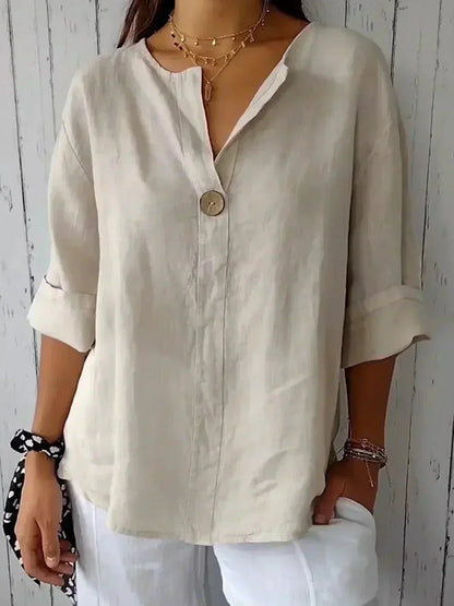Ada™ | Relaxed V-Neck Linen Top