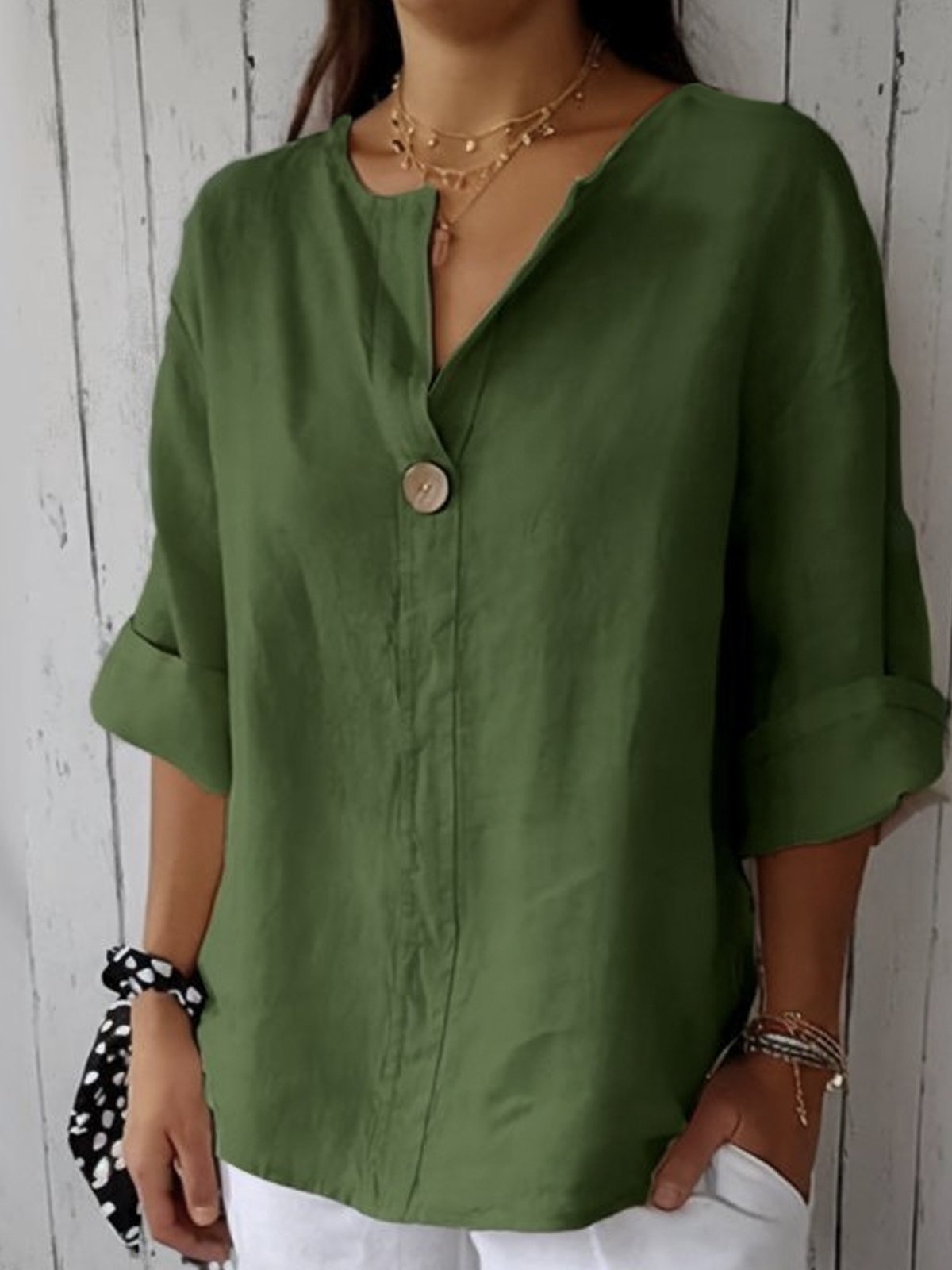 Ada™ | Relaxed V-Neck Linen Top