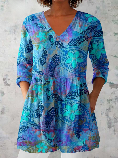 Louisa | Long Blouse with V-Neck