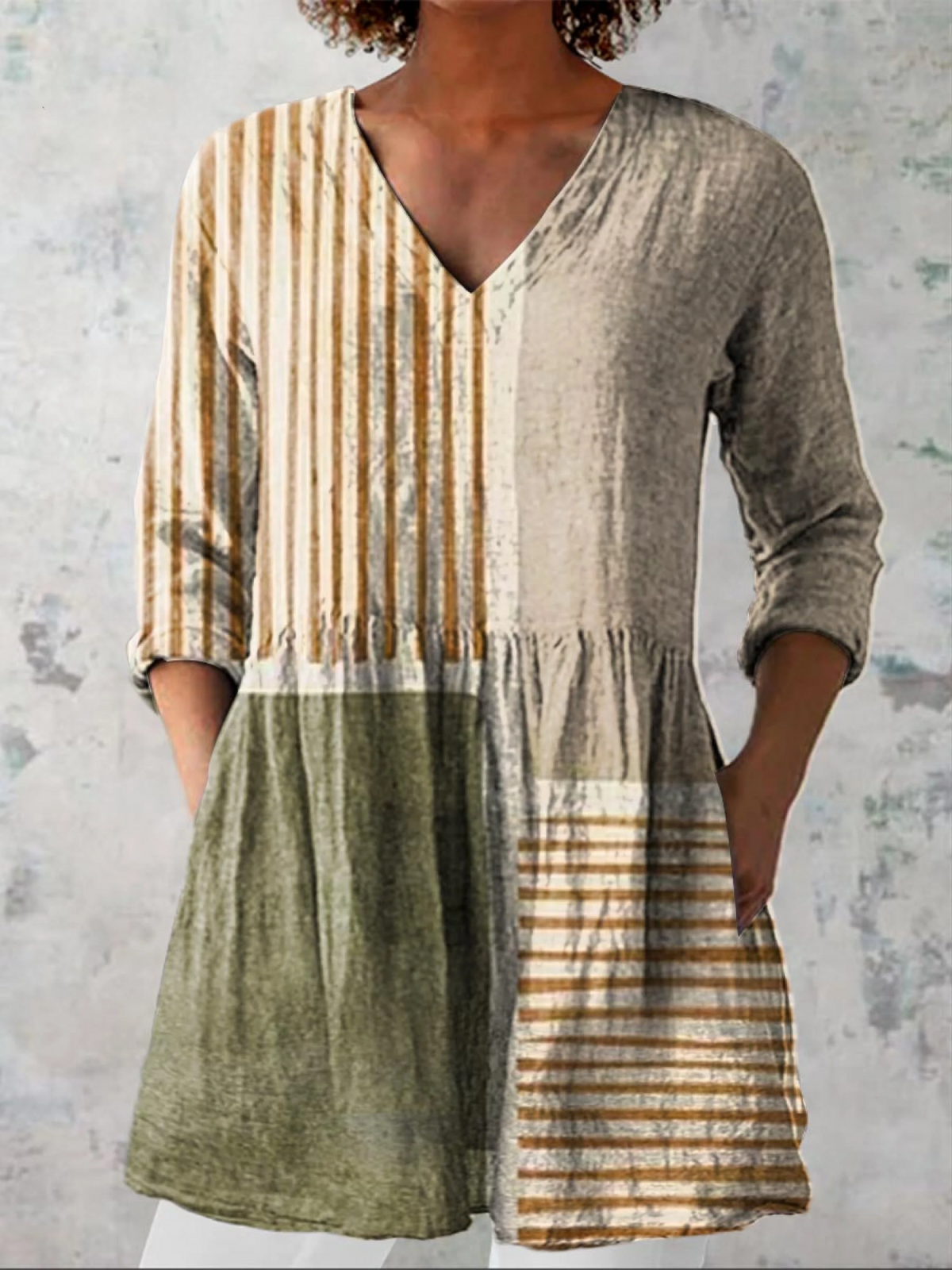Simone | Long Blouse with V-Neck