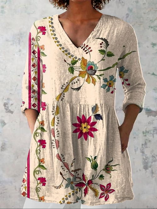 Cecily | Long Blouse with V-Neck