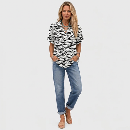 Sybil | Polka Dot Collared Top
