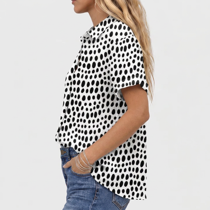 Sybil | Polka Dot Collared Top