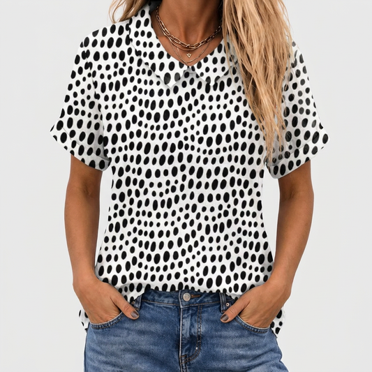 Sybil | Polka Dot Collared Top