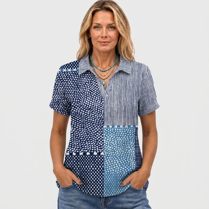 Lurline | Patchwork Collared Top