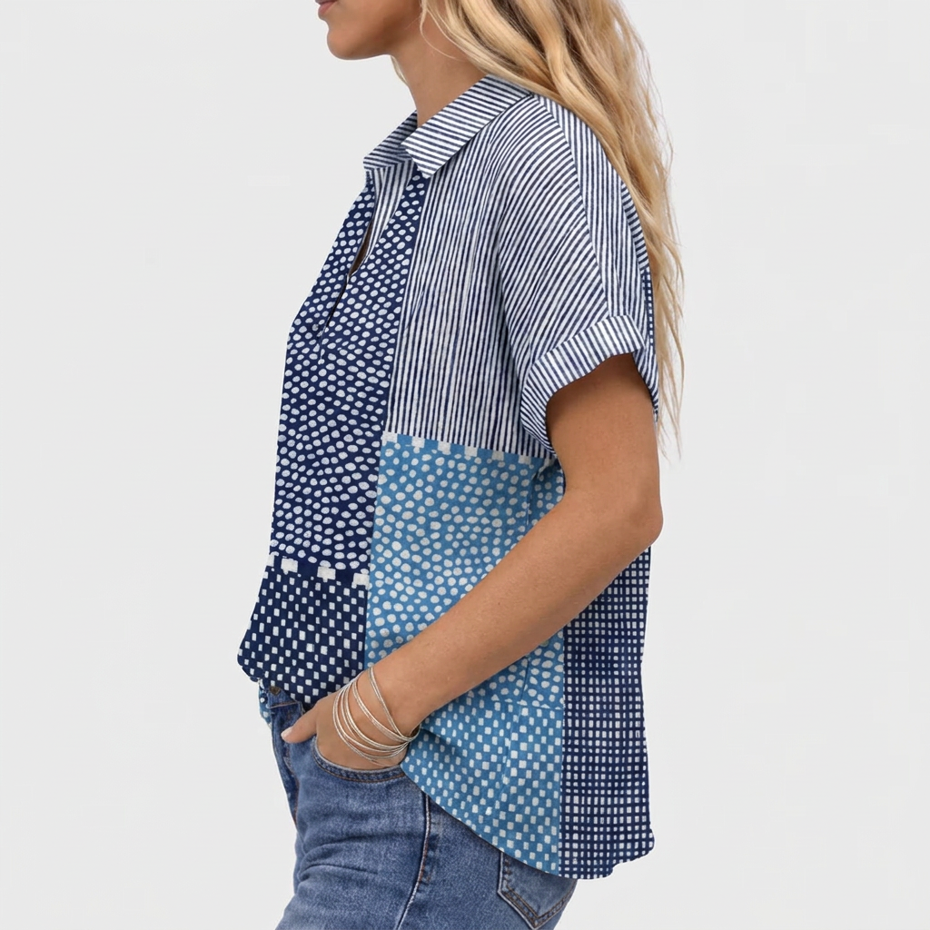 Lurline | Patchwork Collared Top