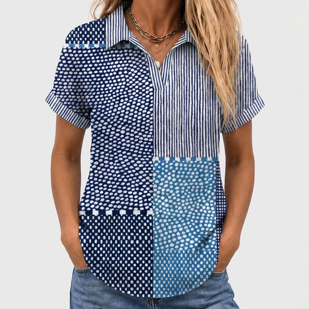 Lurline | Patchwork Collared Top