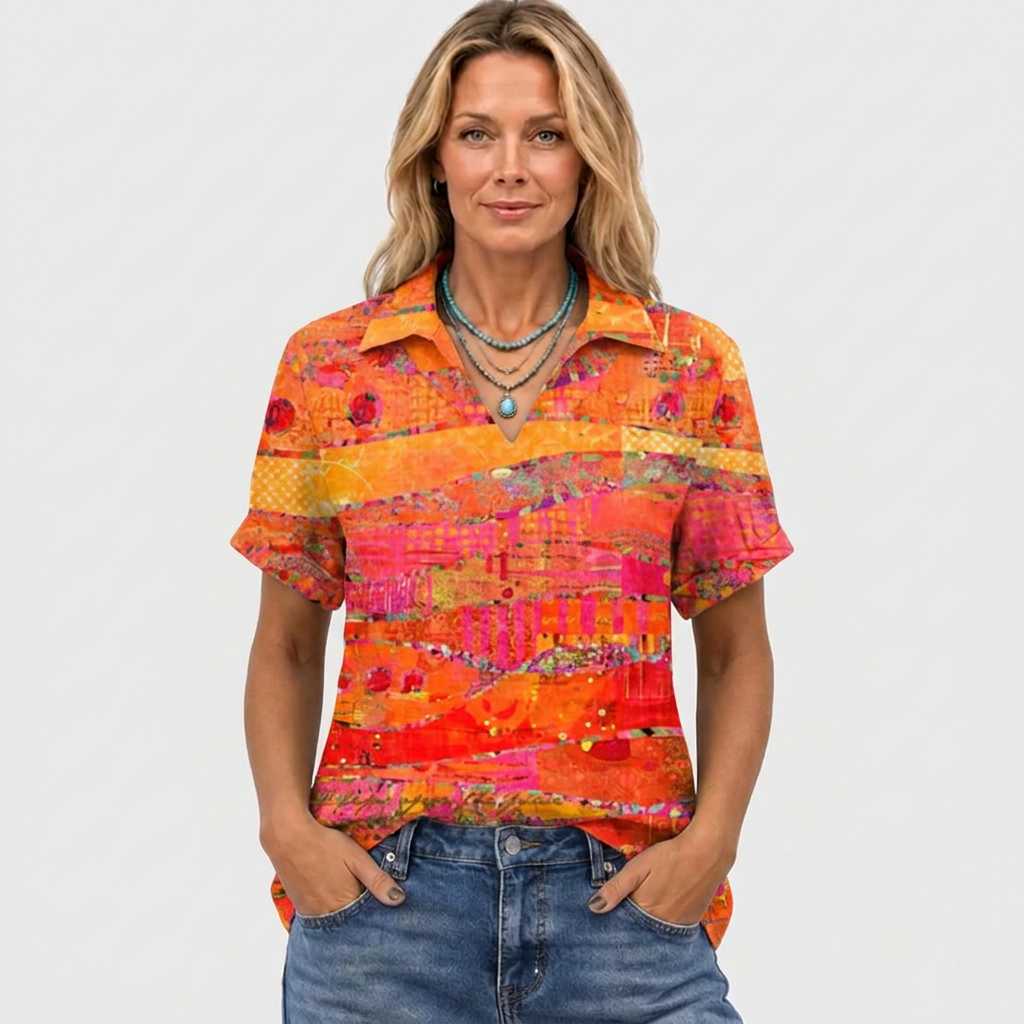 Imelda | Abstract Collared Top