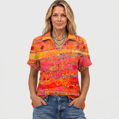 Imelda | Abstract Collared Top