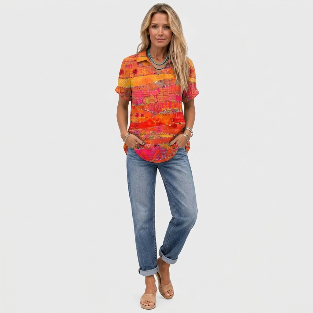 Imelda | Abstract Collared Top