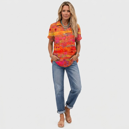 Imelda | Abstract Collared Top