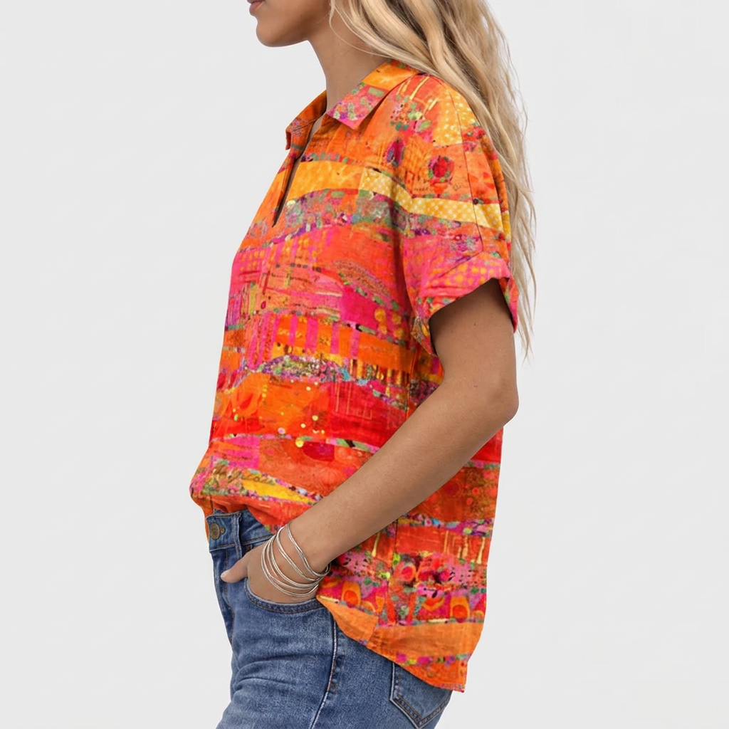 Imelda | Abstract Collared Top