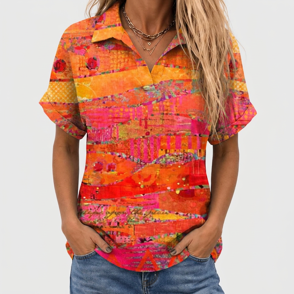 Imelda | Abstract Collared Top