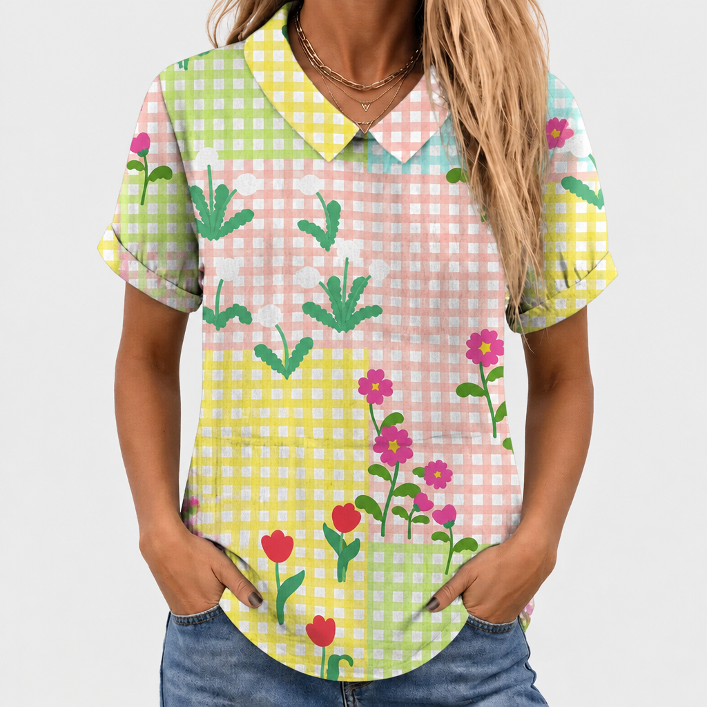 Lorinda | Gingham Collared Top