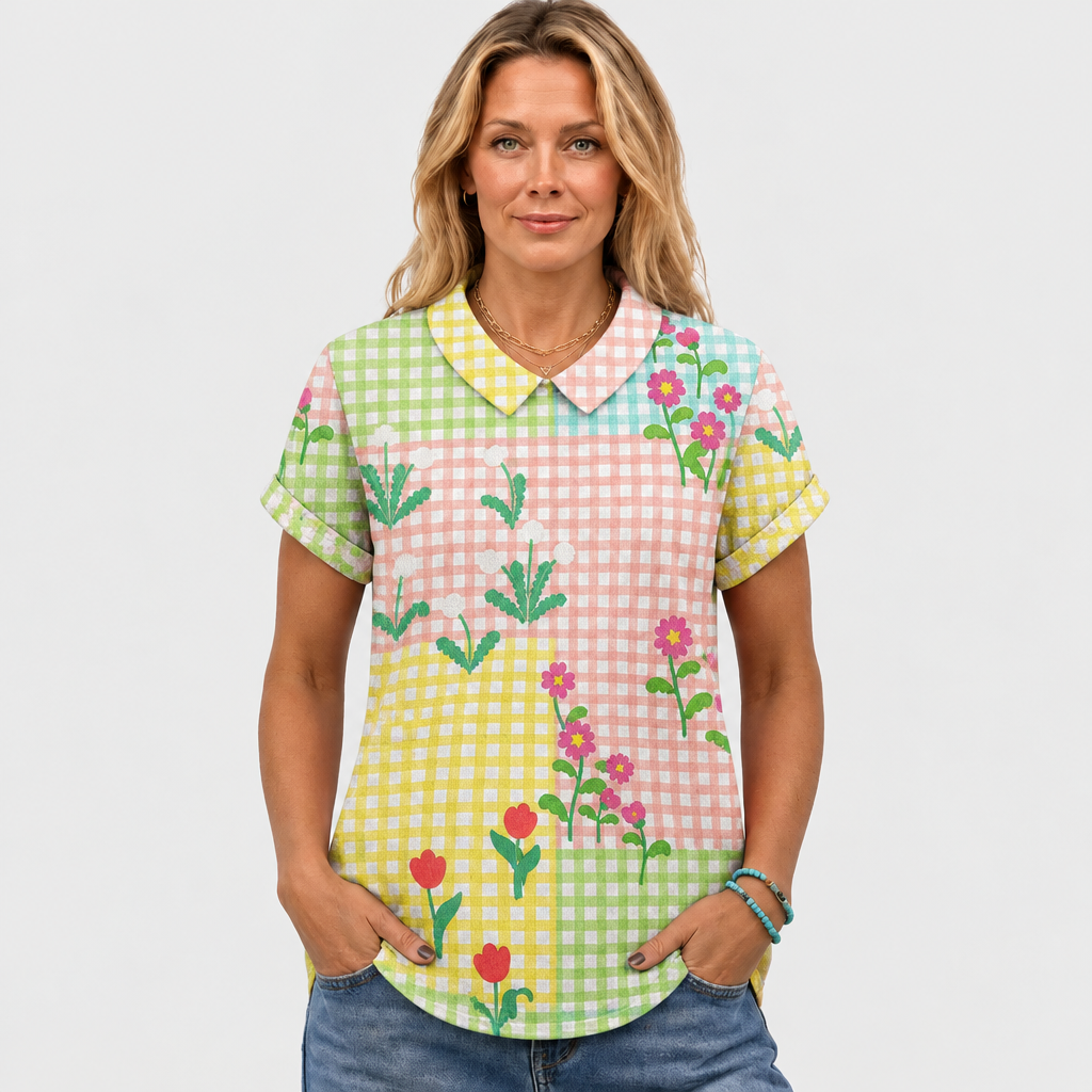 Lorinda | Gingham Collared Top