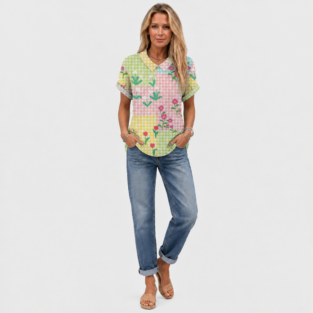 Lorinda | Gingham Collared Top