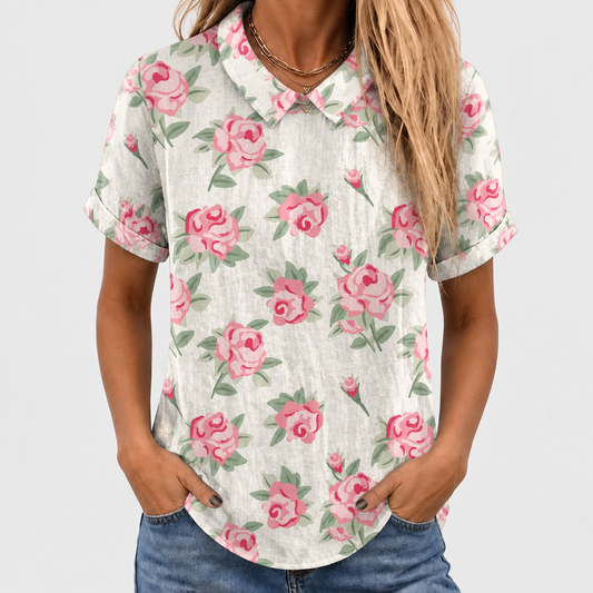 Ernestine | Rose Collared Top