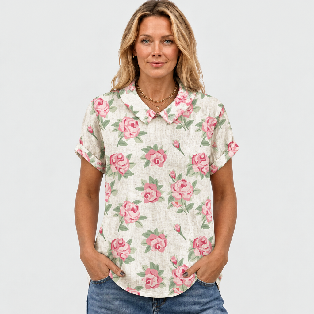 Ernestine | Rose Collared Top
