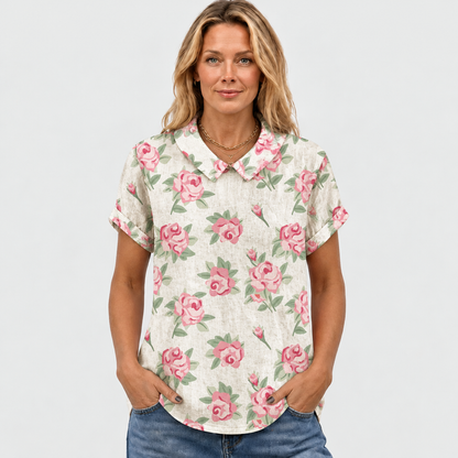 Ernestine | Rose Collared Top