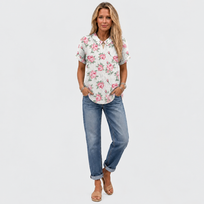 Ernestine | Rose Collared Top