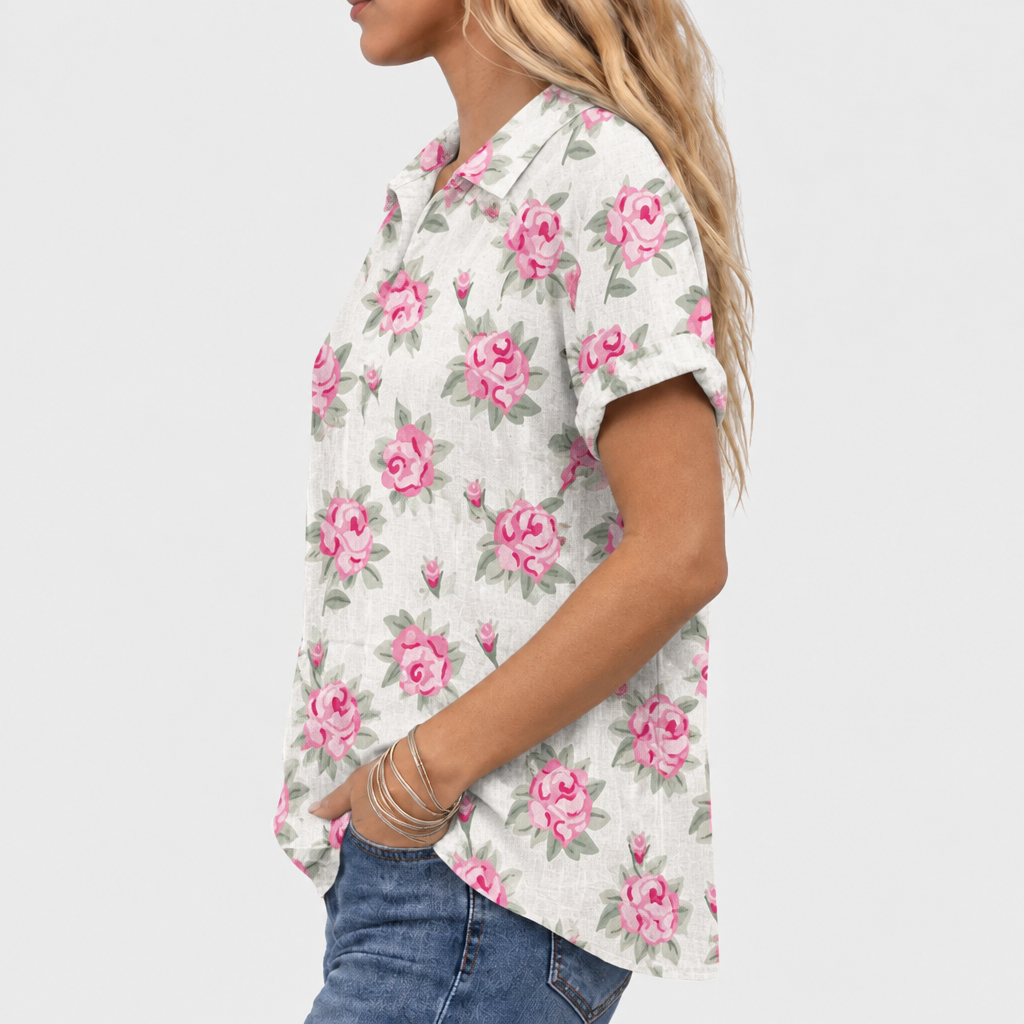 Ernestine | Rose Collared Top