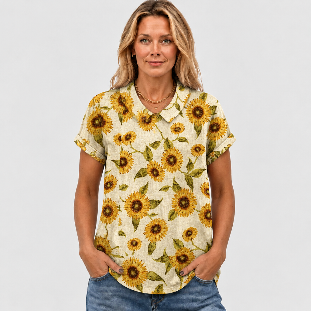 Petula | Sunflower Collared Top