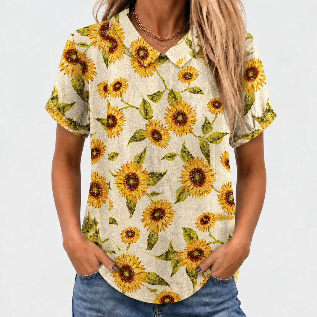 Petula | Sunflower Collared Top