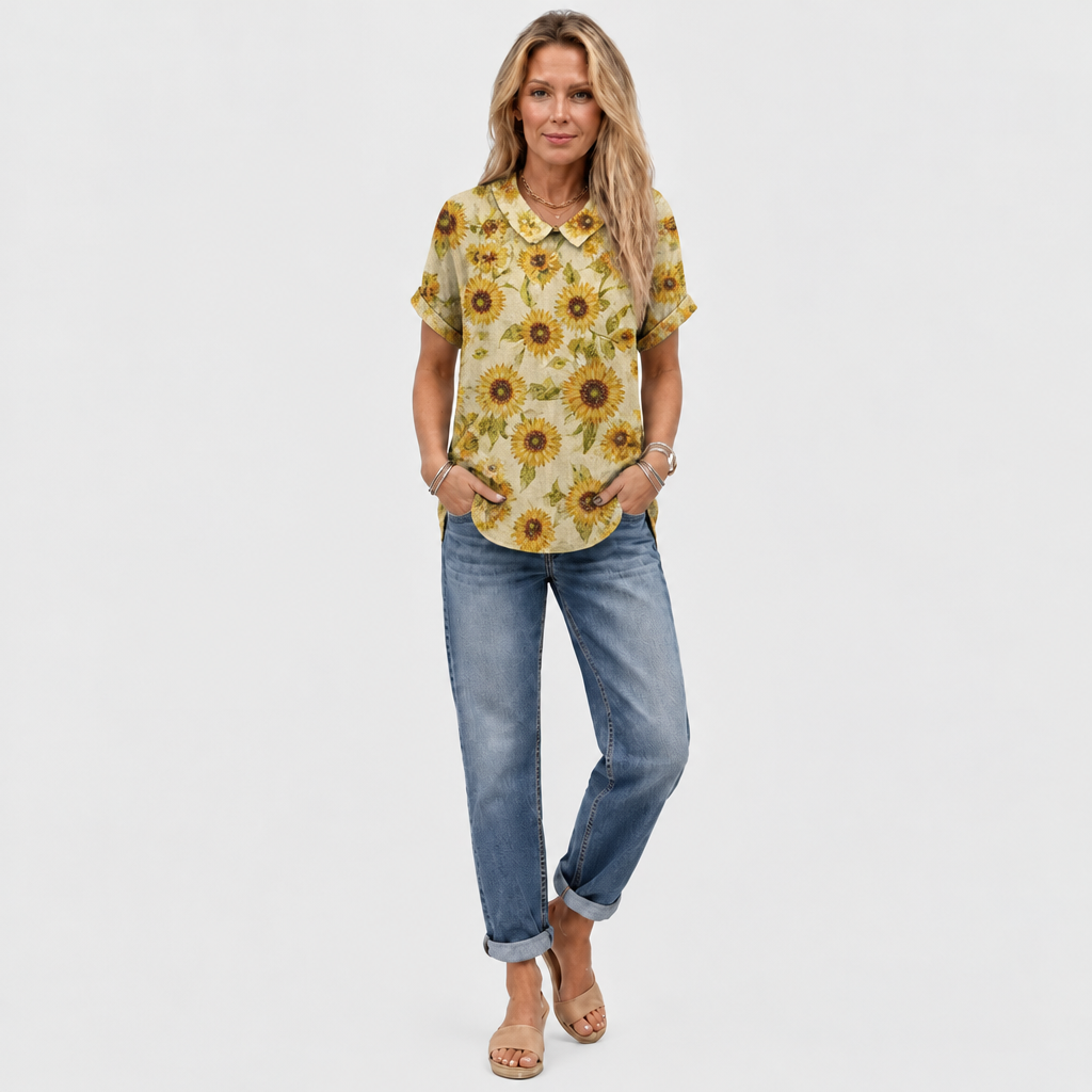 Petula | Sunflower Collared Top
