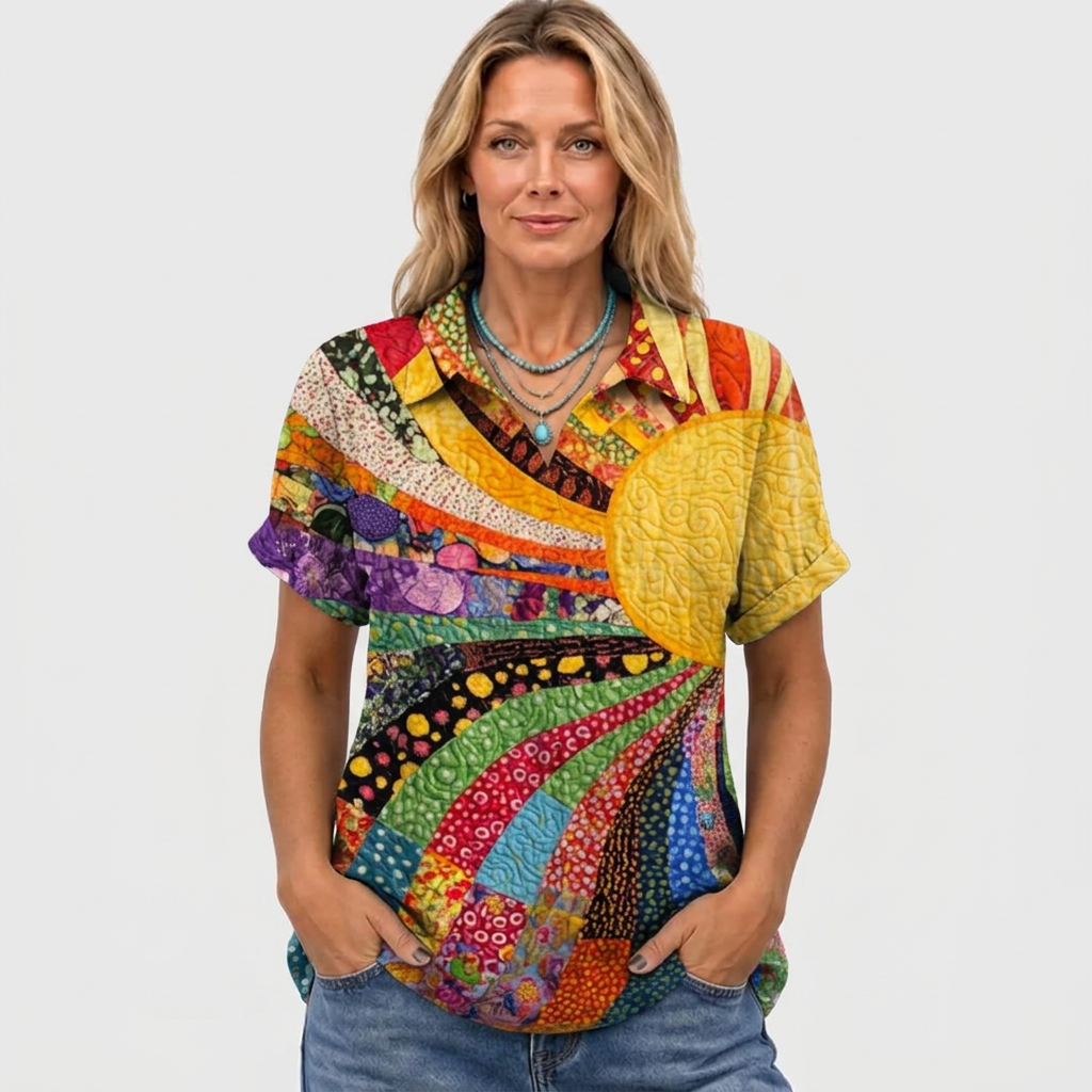 Yolande | Sunburst Collared Top