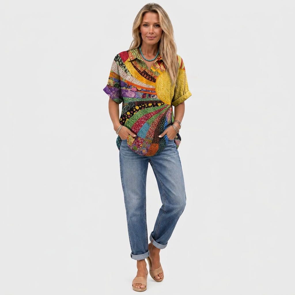 Yolande | Sunburst Collared Top