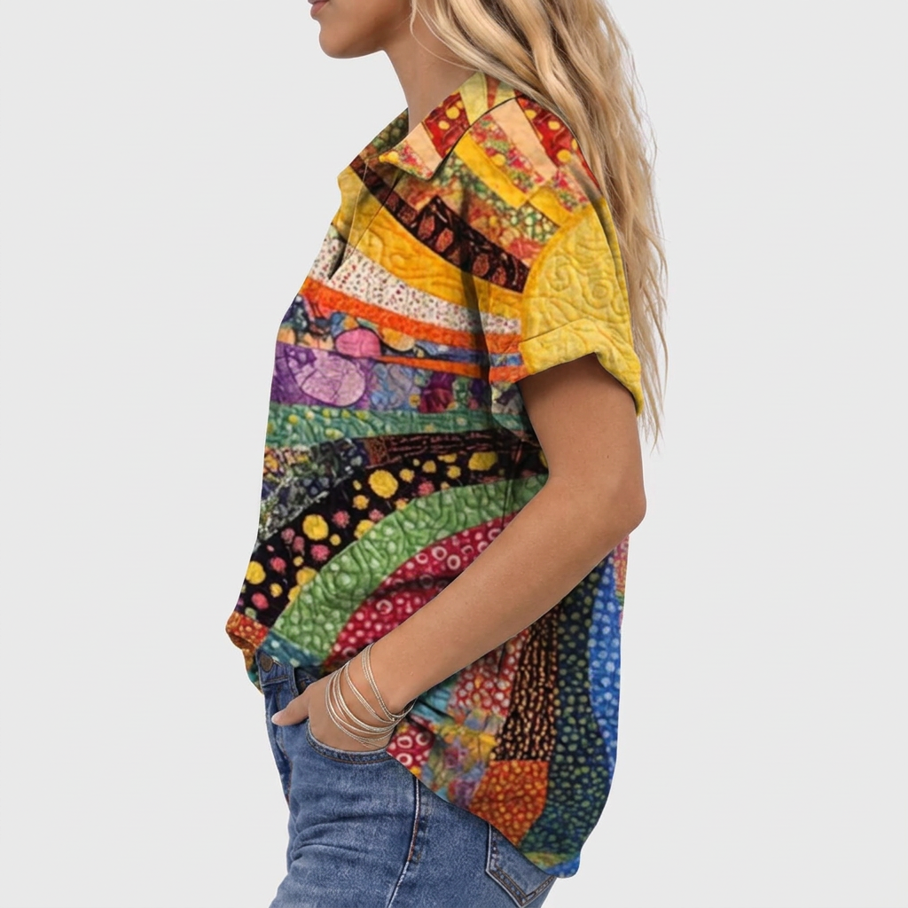 Yolande | Sunburst Collared Top