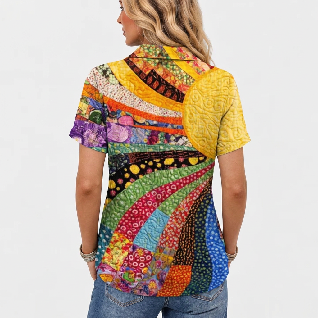 Yolande | Sunburst Collared Top