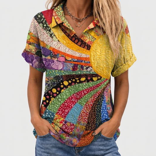 Yolande | Sunburst Collared Top