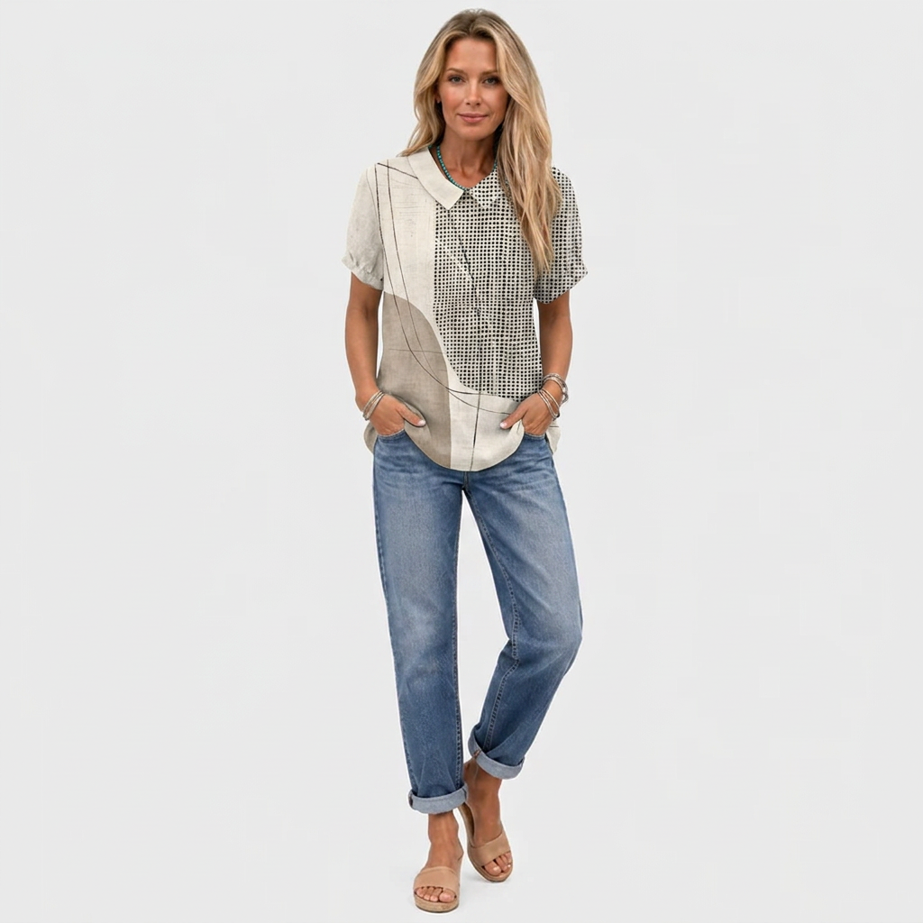 Olwyn | Abstract Collared Top
