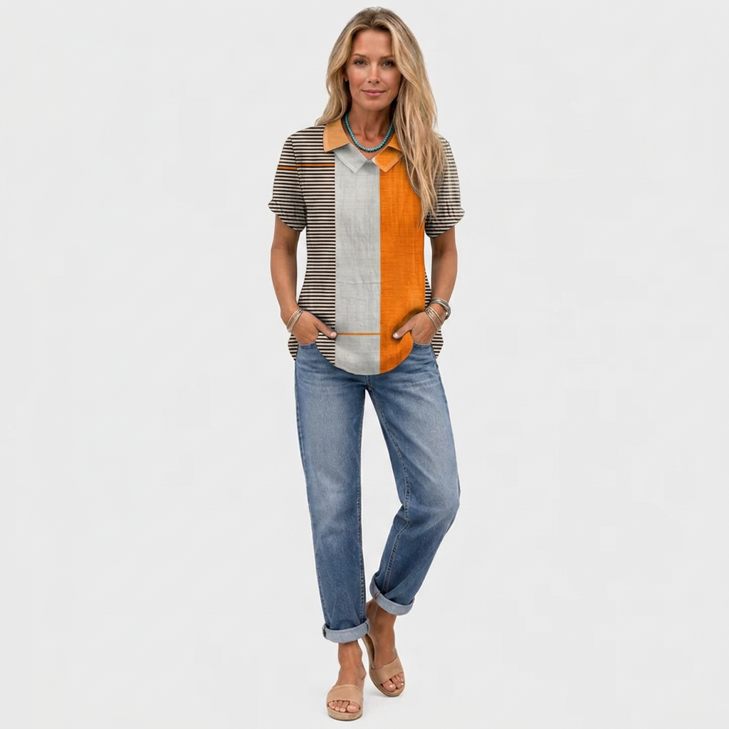 Ursula | Colourblock Collared Top