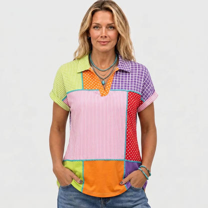 Lynley | Patchwork Collared Top