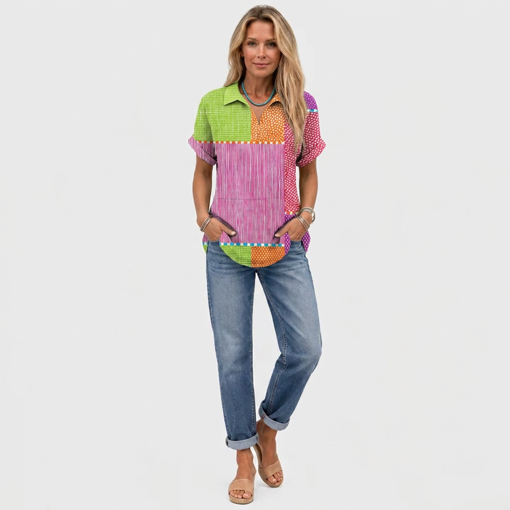 Lynley | Patchwork Collared Top