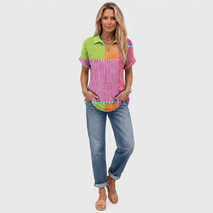 Lynley | Patchwork Collared Top