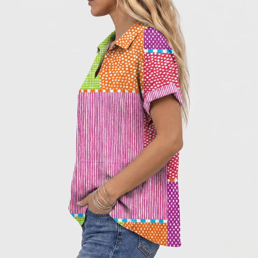 Lynley | Patchwork Collared Top