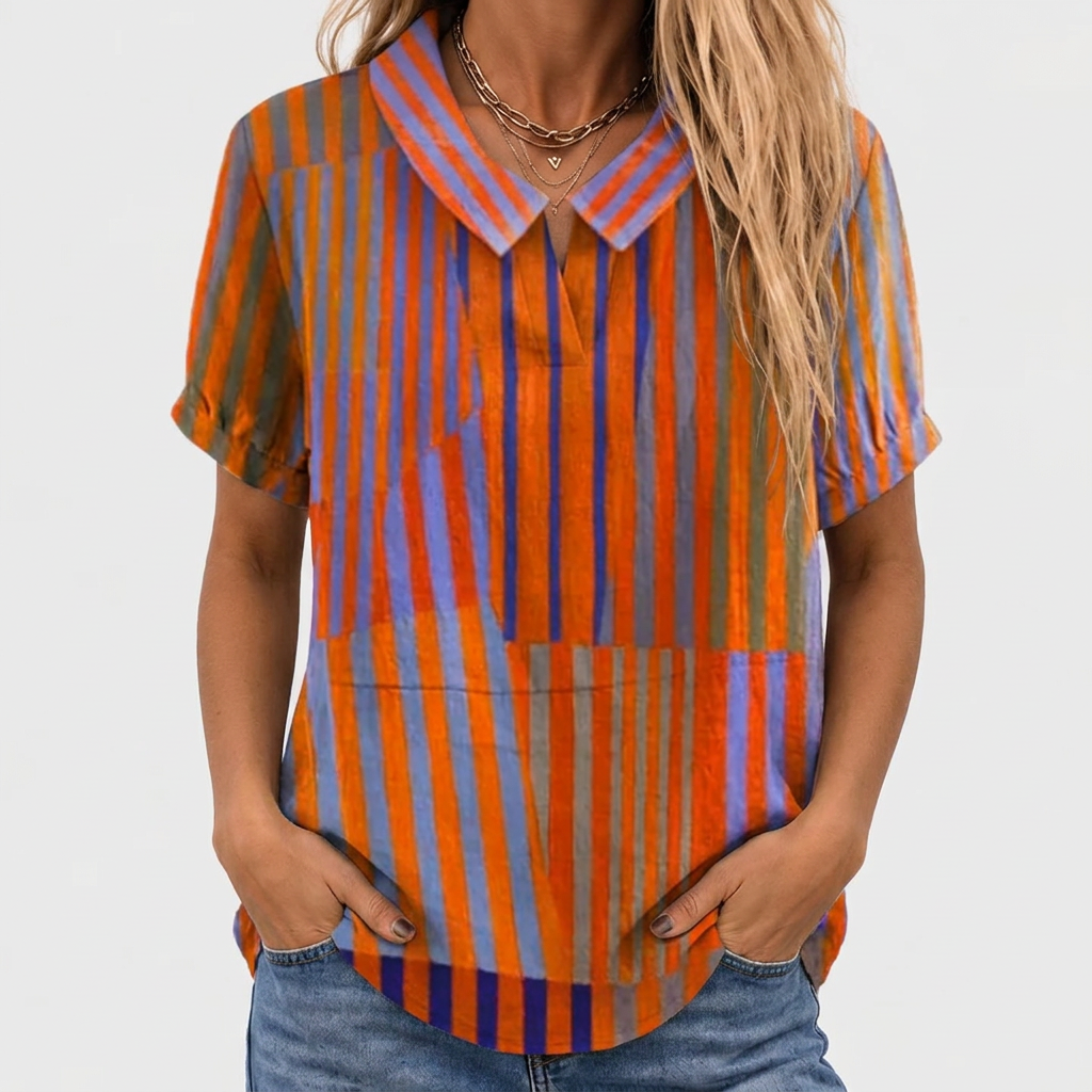 Ingrid | Striped Collared Top