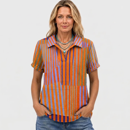 Ingrid | Striped Collared Top