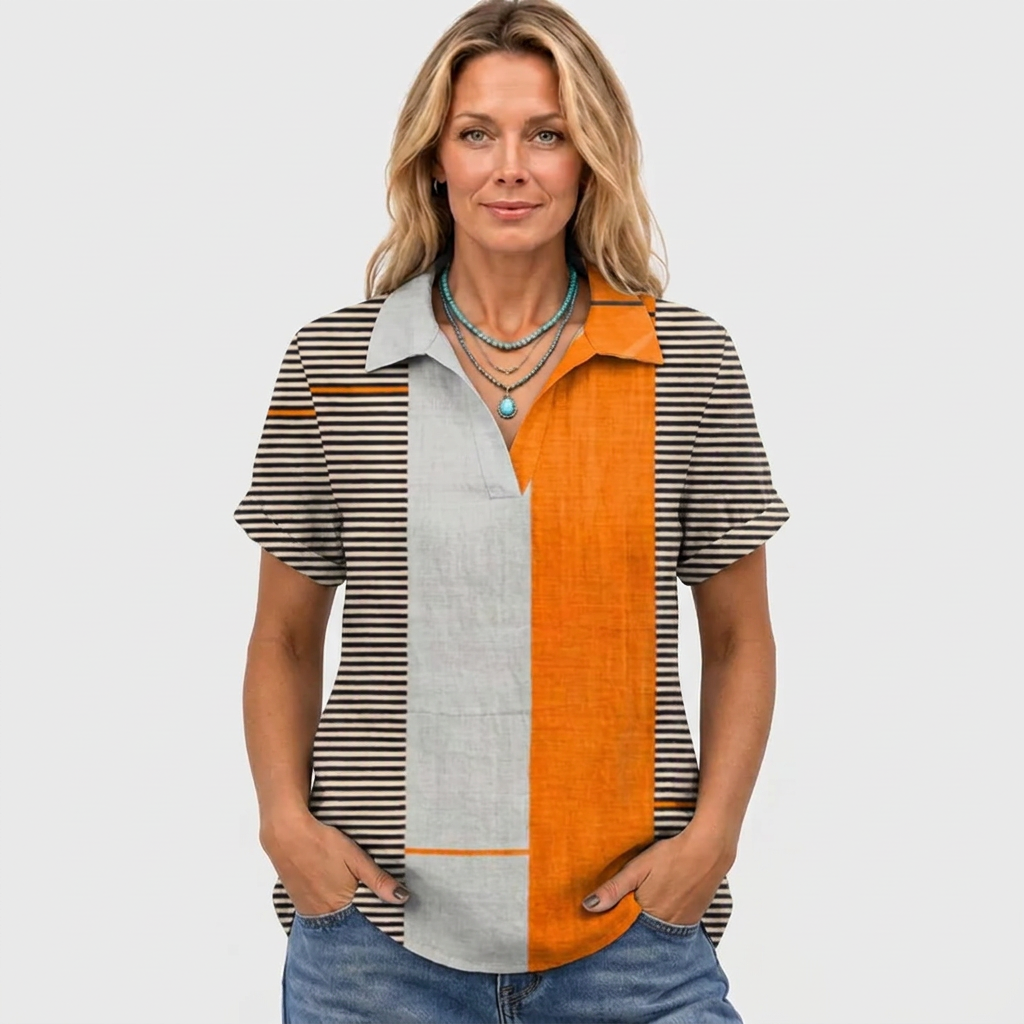 Ursula | Colourblock Collared Top