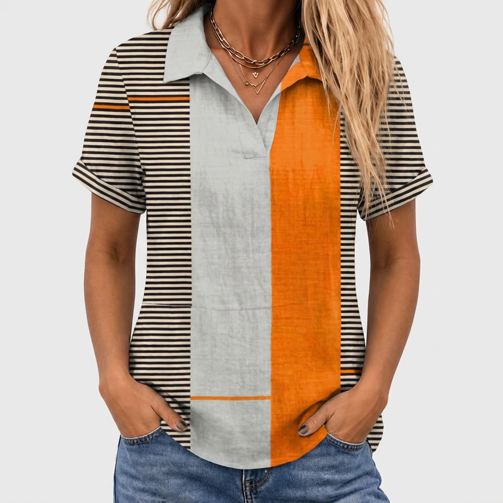Ursula | Colourblock Collared Top