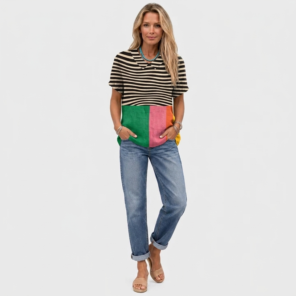 Winifred | Colourblock Collared Top