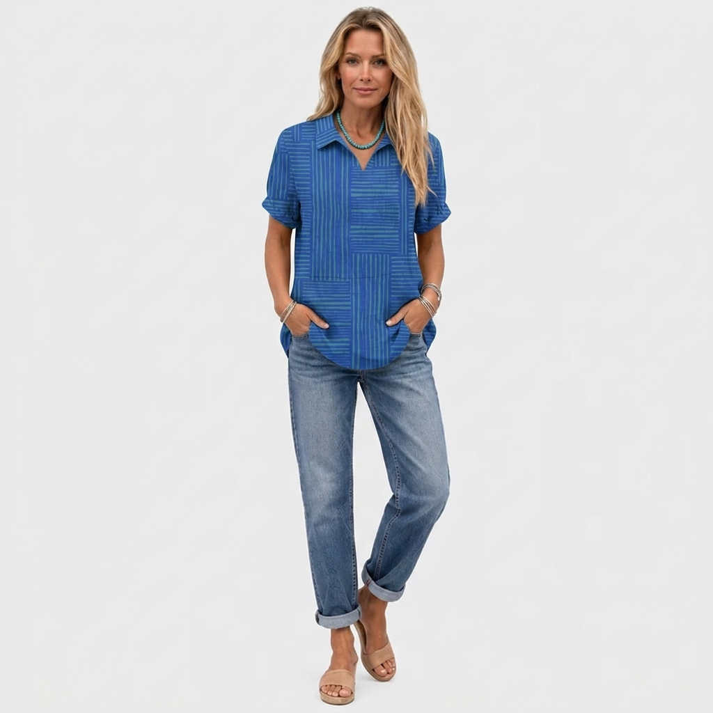 Verity | Geometric Collared Top