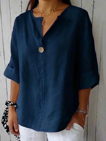 Ada™ | Relaxed V-Neck Linen Top