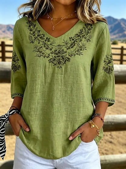 Alma™ | Botanical V-Neck Blouse