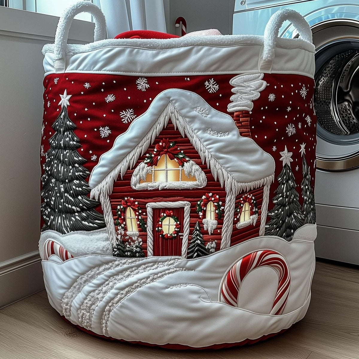 Berry | Crimson Christmas Cabin Laundry Basket