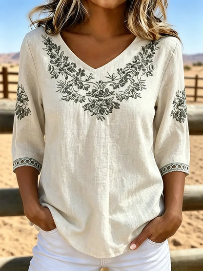 Alma™ | Botanical V-Neck Blouse